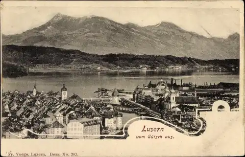 Ak Luzern Stadt Schweiz, Stadt von Gütsch aus