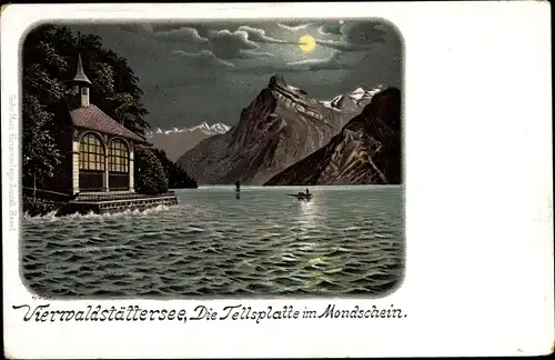 Mondschein Litho Vierwaldstättersee Kanton Uri, Tellsplatte