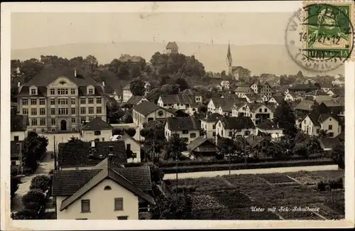 Ak Uster Kanton Zürich, Ortsansicht mit Sek. Schulhaus