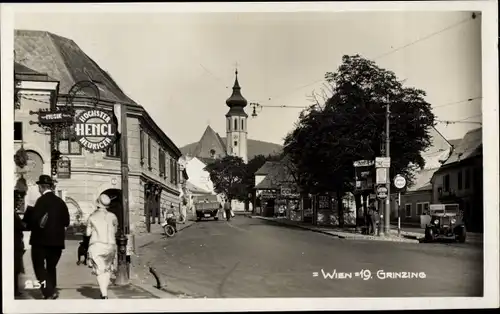 Ak Wien 19. Döbling Österreich, Grinzing, Heuriger Hengl, Straßenpartie