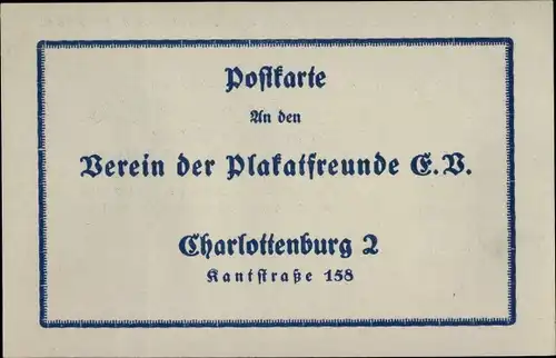 Ak Berlin Charlottenburg, Verein der Plakatfreunde eV, Kantstraße 158, Beitrittserklärung