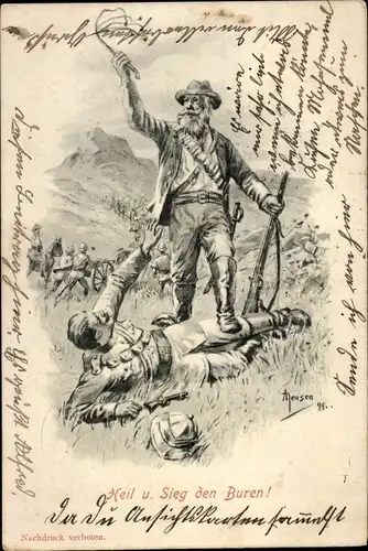 Künstler Ak Heil und Sieg den Buren, Südafrika, Burenkrieg