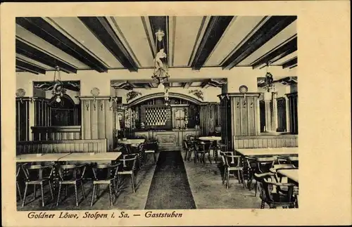 Ak Stolpen in Sachsen, Gasthaus Goldner Löwe, Innenansicht