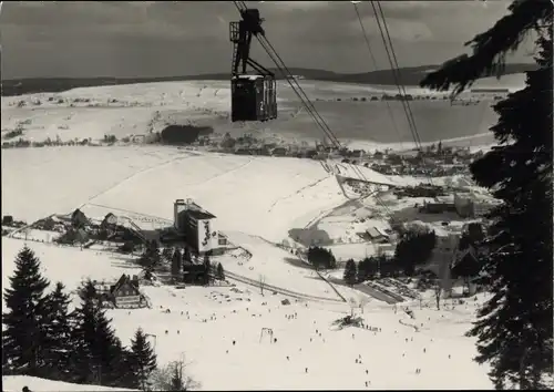 Ak Oberwiesenthal im Erzgebirge Sachsen, Fichtelberg, Schwebebahn, Panorama, Winter