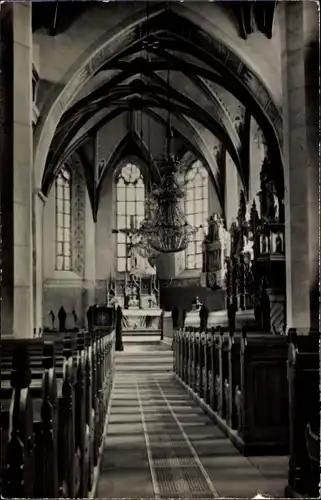Ak Sayda im Erzgebirge, Inneres der Stadtkirche, Blick zum Altar