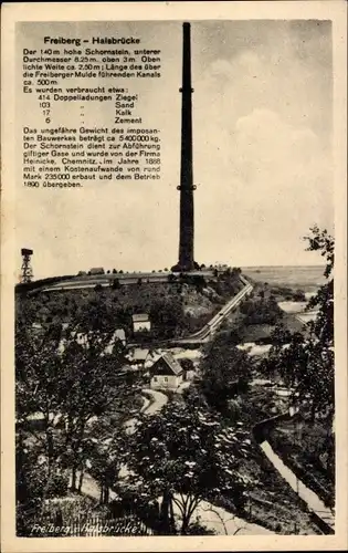 Ak Halsbrücke in Sachsen, Hohe Esse, 140 Meter hoher Schornstein