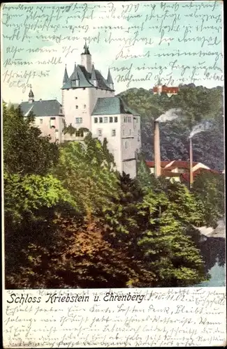 Ak Kriebstein Sachsen, Schloss Kriebstein und Ehrenberg