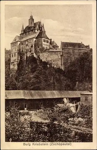 Ak Kriebstein Sachsen, Burg Kriebstein, Zschopautal