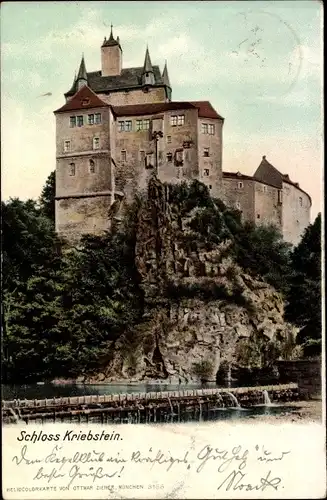 Ak Kriebstein Sachsen, Schloss Kriebstein, Wasserpartie