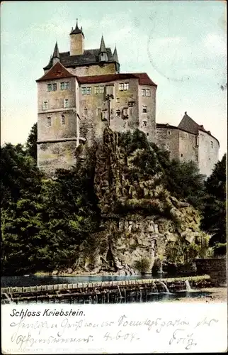 Ak Kriebstein Sachsen, Schloss Kriebstein, Wasserpartie