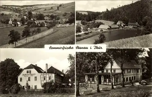 Ak Stanau Neustadt an der Orla Thüringen, Panorama, Teilansicht, Gasthaus