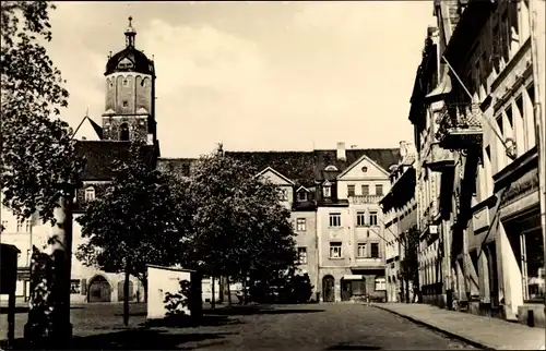 Ak Neustadt an der Orla, Partie am Marktplatz, Geschäfte