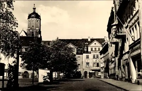 Ak Neustadt an der Orla, Partie am Marktplatz, Geschäfte