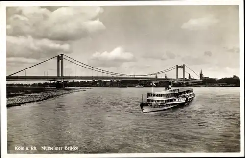 Ak Köln am Rhein, Mülheimer Brücke, Dampfer