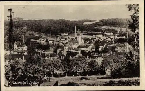 Ak Waldheim in Sachsen, Gesamtansicht mit Blick nach dem Rathaus