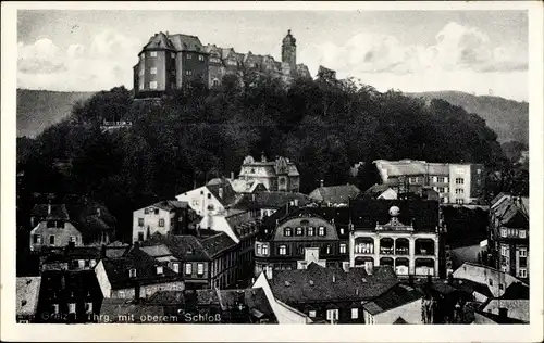 Ak Greiz im Vogtland, Teilansicht mit oberem Schloss
