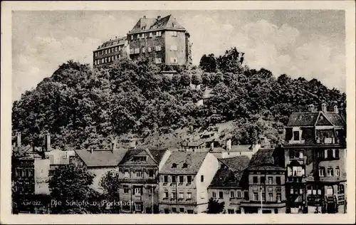 Ak Greiz im Vogtland, Teilansicht, Schloss