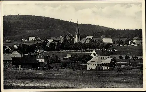 Ak Deutscheinsiedel Deutschneudorf im Erzgebirge, Gesamtansicht, Kirche