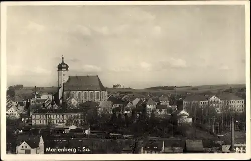 Ak Marienberg im Erzgebirge Sachsen, Teilansicht, Kirche