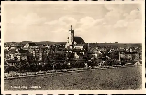 Ak Marienberg im Erzgebirge Sachsen, Gesamtansicht, Kirche