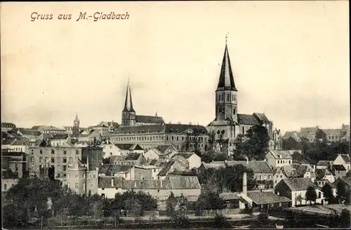 Ak Mönchengladbach am Niederrhein, Kirche, Stadtansicht