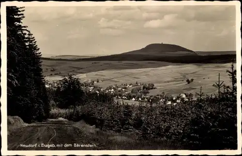 Ak Neudorf Sehmatal im Erzgebirge, Panorama mit Bärenstein