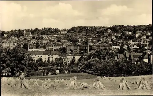 Ak Hohenstein Ernstthal in Sachsen, Ortsansicht mit Kirche, Strohgarben