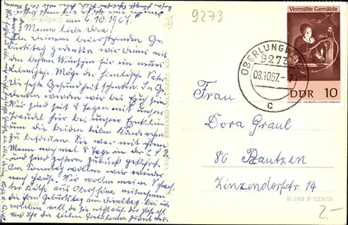 Ak Oberlungwitz in Sachsen, Ortsansicht mit Kirche