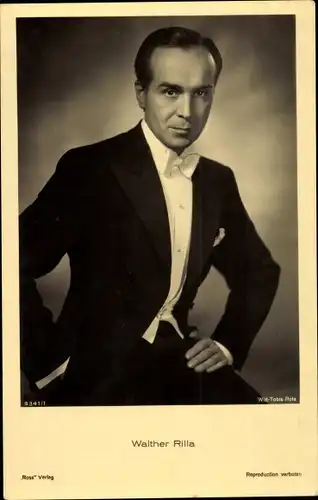 Ak Schauspieler Walther Rilla, Portrait in Anzug mit Fliege, Ross Verlag 9341/1