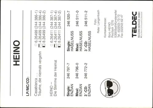 Ak Sänger Heino mit Gitarre, Autogramm