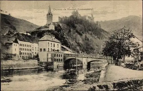 Ak Vianden Luxemburg, Chateau, Brücke