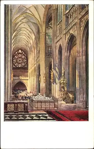 Künstler Ak Fr. X. Margold, Velechrám sv. Víta v Praze, Pohled z presbytare k západu