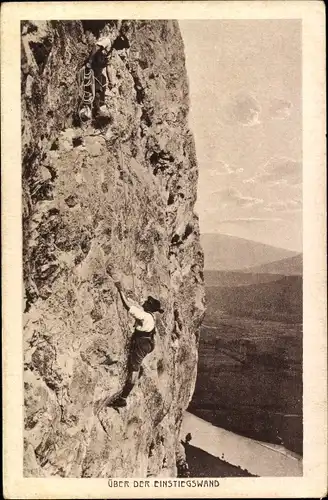 Ak Über der Einstiegswand, Bergsteiger