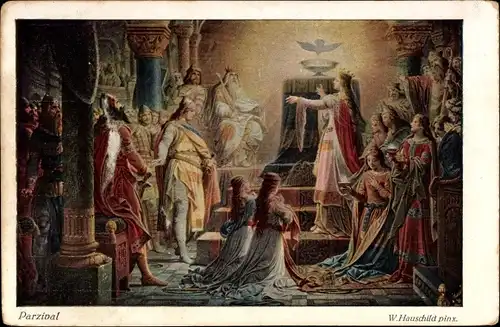 Künstler Ak Hauschild, W., Parzival, Altar, Betende Mädchen, Heiligkeit