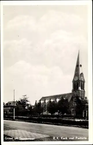 Ak Sappemeer Groningen Niederlande, R. K. Kerk met Pastorie