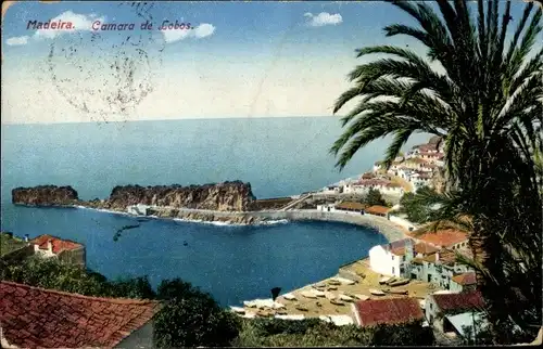 Ak Insel Madeira Portugal, Camara de Lobos, Blick in die Hafenbucht