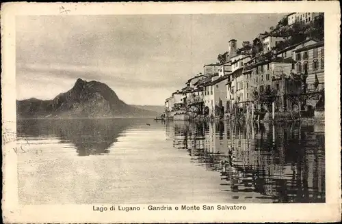 Ak Gandria Lago di Lugano Tessin Schweiz, Monte San Salvatore, Häuser am Ufer