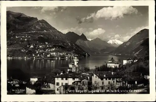 Ak Castagnola Cassarate Lugano Kt Tessin, Lago di Lugano, col M.te Bre, visto da Pazzallo, Kurhaus