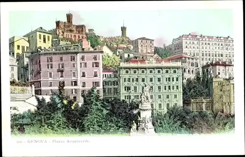 Ak Genova Genua Liguria, Piazza Acquaverde