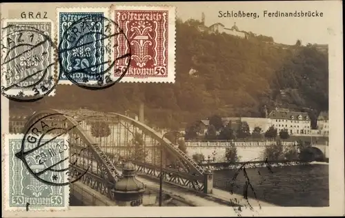 Ak Graz Steiermark, Schlossberg, Ferdinandsbrücke