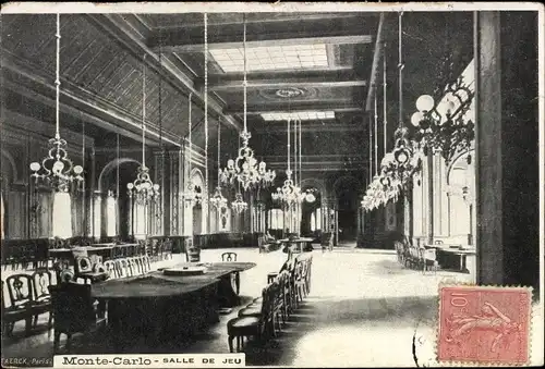 Ak Monte Carlo Monaco, vue générale de la Salle de Jeu, Roulette