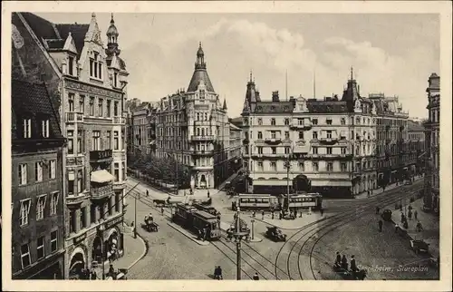 Ak Stockholm Schweden, Stureplan, Straßenbahnen