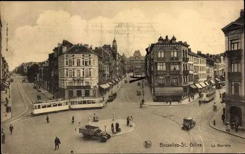 Ak Saint Gilles Sint Gillis Bruxelles Brüssel, La Barrière, Platz, Straßenbahn