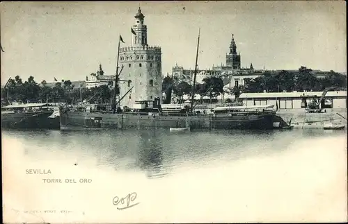 Ak Sevilla Andalusien Spanien, Torre del Oro