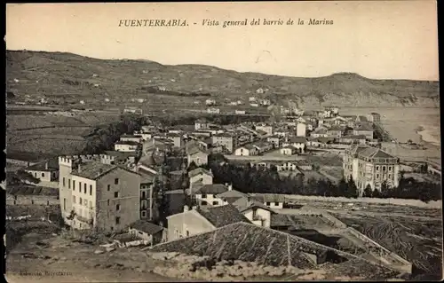 Ak Hondarribia Fuenterrabia Baskenland, Vista general del barrio de la Marina