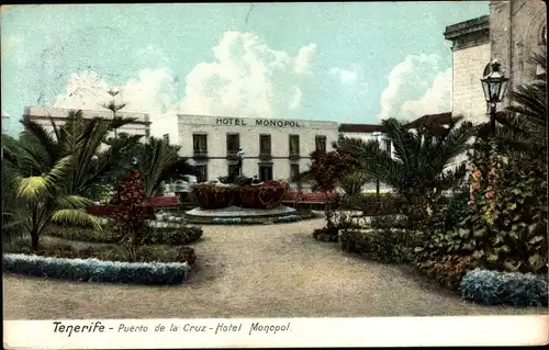 Ak Santa Cruz de Tenerife Teneriffa Kanarische Inseln Spanien, El Puerto, Hotel Monopol