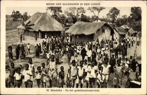 Ak Shindaika Congo Belge DR Kongo Zaire, Missie der Salesianen, Na het godsdienstonderricht