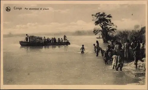 Ak Congo-Belge Demokratische Republik Kongo Zaire, Per stoomboot of prauw