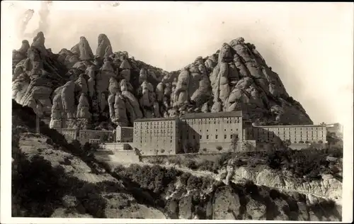 Ak Montserrat Katalonien, El Santuario desde el camino de San Miguel