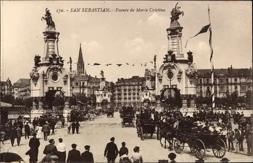 Ak Donostia San Sebastian Baskenland, Puente de Maria Cristina